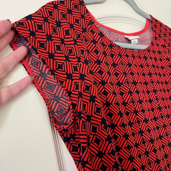 Merona Red & Navy Patterned Polyester Dress Women’s Size Medium - Picture 5 of 11